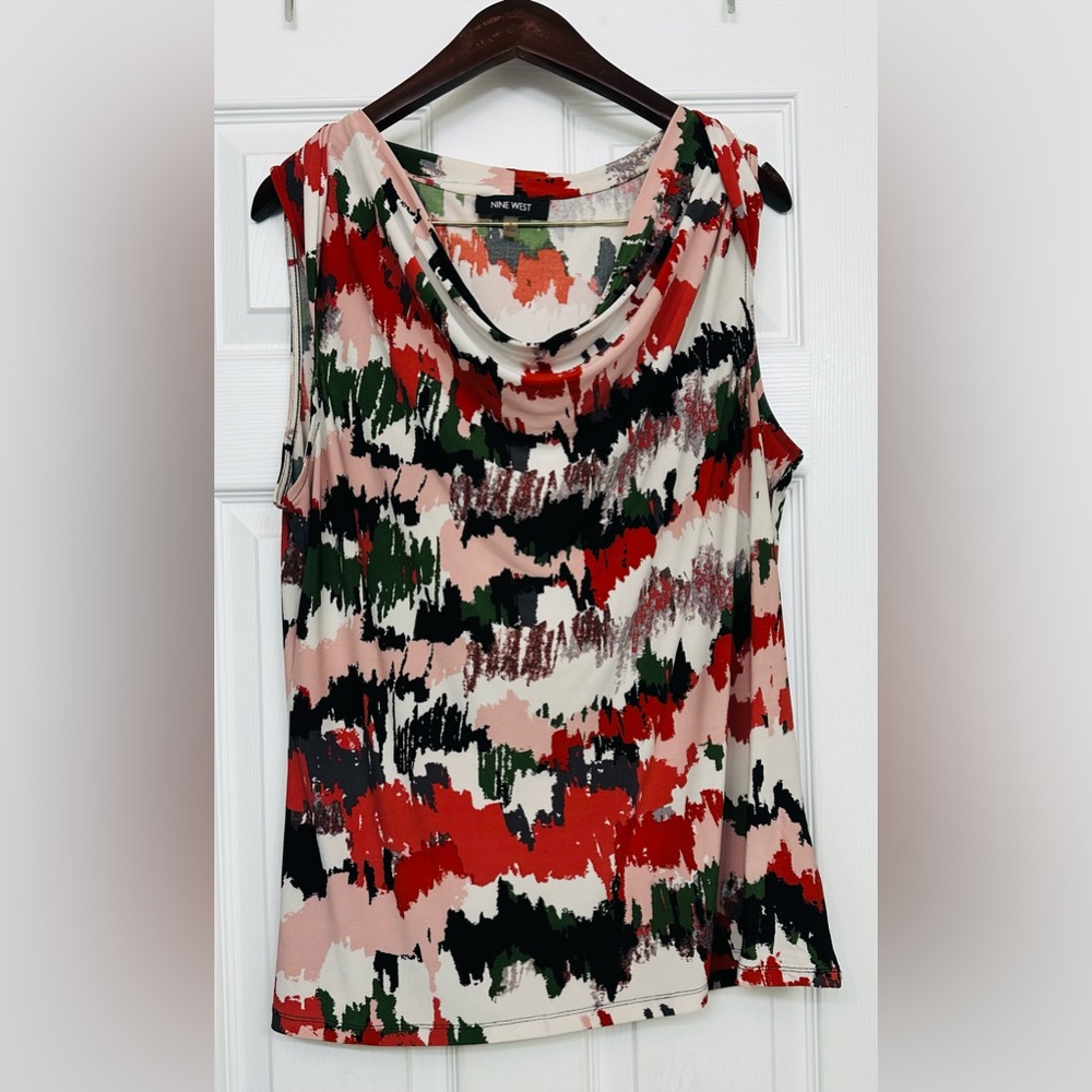 Nine West Multicolor Abstract Tank Top